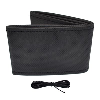 Universele stuurwielhoes Classic - Zwart geperforeerd PVC leder + Zwart stiksel (vetersluiting) OTDK201