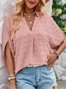 Plain Casual Loose Notched Shirt