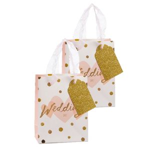 Pakket van 4x stuks papieren bruiloft giftbags/cadeau tasjes wit 11 x 14 x 6 cm cm   -