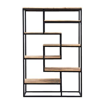 Leen Bakker - Wandmeubel Kyan - Zwart/naturel - 180x120x40 Cm - Hout/Metaal - Zwart#Bruin