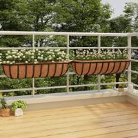 VidaXL Muurbakken 2 st met kokosvezel 91x20x23 cm staal zwart