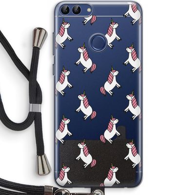 Eenhoorns overal: Huawei P Smart (2018) Transparant Hoesje met koord