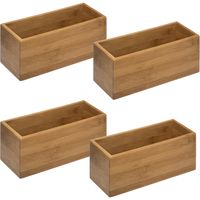 4x stuks opberg/sorteer/kast/lade verdelers vakjes bamboe hout 23 x 9 x 9.5 cm