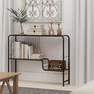 Consoletafel Haltafel met 2 Legplanken en Metalen Frame Ingangstafel met Verstelbare Poten Banktafel Bijzettafel voor Woonkamer Hal