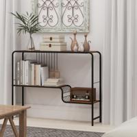 Consoletafel Haltafel met 2 Legplanken en Metalen Frame Ingangstafel met Verstelbare Poten Banktafel Bijzettafel voor Woonkamer Hal
