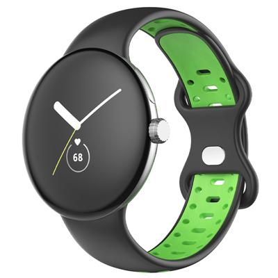 Google Pixel Watch Dubbel Sport Band - Zwart Groen Google Pixel Watch Dubbel Sport Band - Zwart Groen
