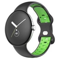 Google Pixel Watch Dubbel Sport Band - Zwart Groen Google Pixel Watch Dubbel Sport Band - Zwart Groen