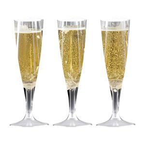 Champagneglazen - 10x stuks - kunststof - 140 ml - transparant - herbruikbaar