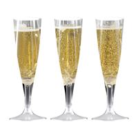 Champagneglazen - 10x stuks - kunststof - 140 ml - transparant - herbruikbaar