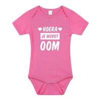 Hoera je wordt oom cadeau baby rompertje roze voor meisjes