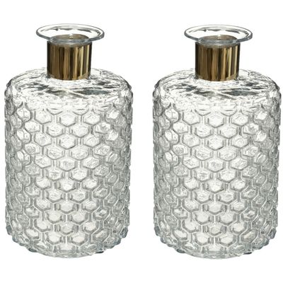 Bloemenvaas - 2x - Elegance - Apotheker Fles vorm - transparant - glas - H26 x D15 cm