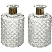 Bloemenvaas - 2x - Elegance - Apotheker Fles vorm - transparant - glas - H26 x D15 cm