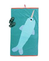 HEMA Kinder Strandlaken 80x140cm Velours Zwaardvis (multicolor)