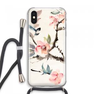 Japanse bloemen: iPhone XS Max Transparant Hoesje met koord