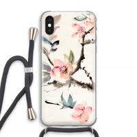 Japanse bloemen: iPhone XS Max Transparant Hoesje met koord
