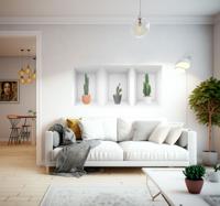 3D muursticker woonkamer cactus potten