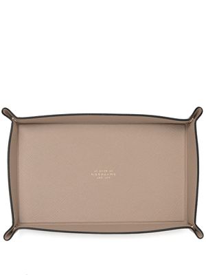 Smythson petit plateau à design rectangulaire - Marron