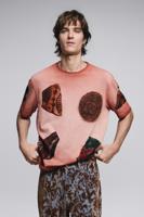 T-shirt met korte mouwen en patchwork - ORANGE - L