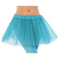 Dames verkleed rokje/tutu  - tule stof met elastiek - turquoise blauw - one size One size  - - thumbnail