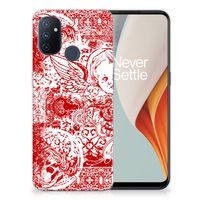 Silicone Back Case OnePlus Nord N100 Angel Skull Rood - thumbnail