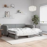 Slaapbank met onderschuifbed 100x200 cm stof lichtgrijs