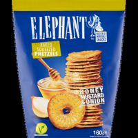 Elephant Baked Squeezed Pretzels Honey Mustard & Onion 160 g bij Jumbo