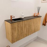 Toiletmeubel Mondiaz Joya Dlux | 101.6 cm | Meubelkleur Oak | Faye wastafel Lava Wasbak Links | 1 kraangat