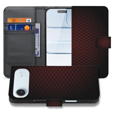 Geruit Rood Book Case Apple iPhone Air Met Drie Pasjes Hoesje Extra Bescherming