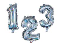 HEMA Folieballon Cijfers 0-9 Holografisch Zilver (zilver) - thumbnail