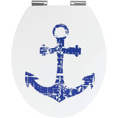 Wenko Wc-bril Anker 37,5 X 44 Cm Mdf Blauw/wit