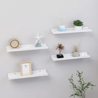 Wandschappen 4 st 40x9x3 cm hoogglans wit