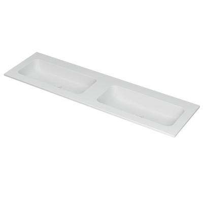 INK Aspekt Wastafel Porselein Dubbel Zonder Kraangaten - 1600x450x15 mm - Mat Wit
