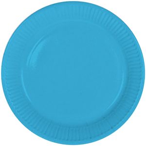 8x stuks party gebak/eet bordjes van papier blauw 23 cm