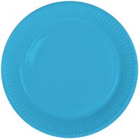 8x stuks party gebak/eet bordjes van papier blauw 23 cm - thumbnail