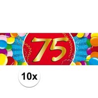 10x 75 Jaar leeftijd stickers verjaardag versiering   -