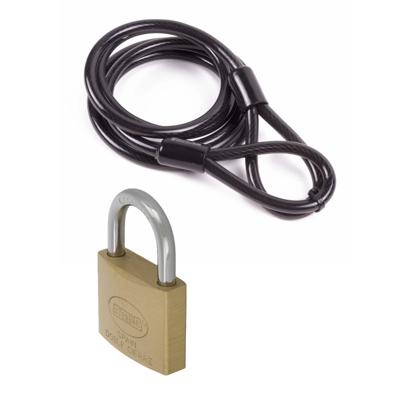 Amig staalkabel met hangslot 40 mm - kabel geplastificeerd 1.5 m x 8 mm - hangslot met 2 sleutels
