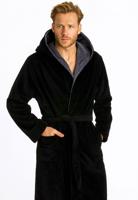 Zwarte badjas met capuchon - Xl-XXL