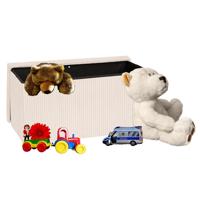 Speelgoed en spullen opbergkist - opvouwbaar - wit - MDF/polyester - 76 x 38 x 38 cm - en zitje
