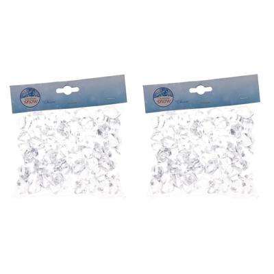 Decoris ijsblokjes - 2x - transparant - kunststof - 3 cm - 200 gram - decoratie - winter themafeest