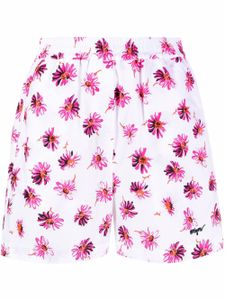 MSGM short en coton à fleurs - Blanc