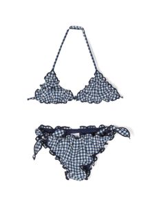 MC2 Saint Barth Kids bikini volanté à imprimé graphique - Bleu