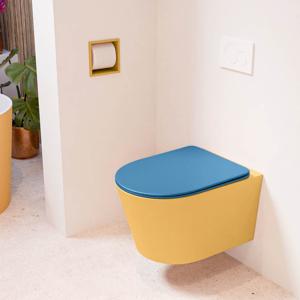 MONDIAZ LAVIE hangend toilet single fire rimless diepspoel Ocher, Toiletzitting met quick-release & softclose Jeans