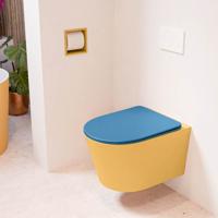 MONDIAZ LAVIE hangend toilet single fire rimless diepspoel Ocher, Toiletzitting met quick-release & softclose Jeans
