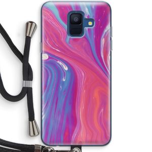 Paarse stroom: Samsung Galaxy A6 (2018) Transparant Hoesje met koord
