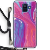 Paarse stroom: Samsung Galaxy A6 (2018) Transparant Hoesje met koord