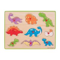 Bigjigs houten noppenpuzzel dino&apos;s, 9dlg.