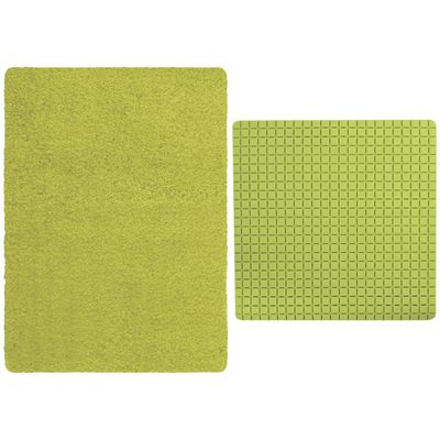 MSV Douche anti-slip mat en droogloop mat - Venice badkamer set - rubber/microvezel - limegroen