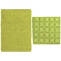 MSV Douche anti-slip mat en droogloop mat - Venice badkamer set - rubber/microvezel - limegroen - thumbnail