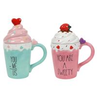 Mok slagroom met deksel en tekst 430ml