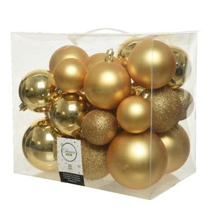 26x stuks kunststof kerstballen goud 6-8-10 cm glans/mat/glitter - Kerstbal